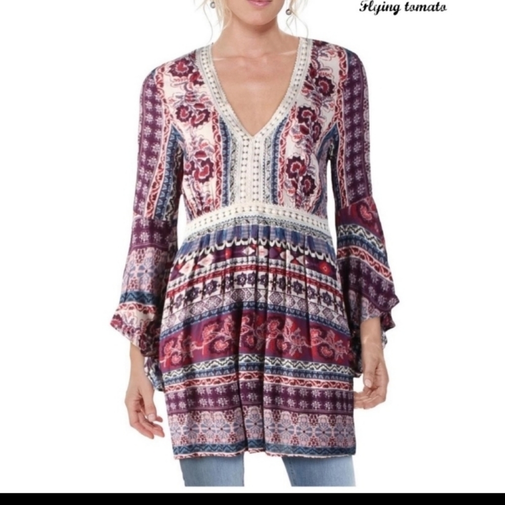 Flying Tomato Crochet Embroidered Tunic - Picture 1 of 5